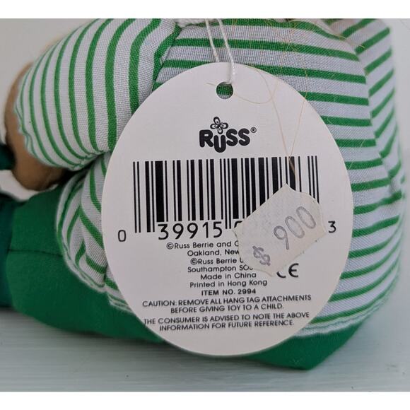 Vintage Russ Leprechaun Troll Doll w/Tag 8" Orange Hair Pot Of Gold St Patricks - Picture 5 of 7